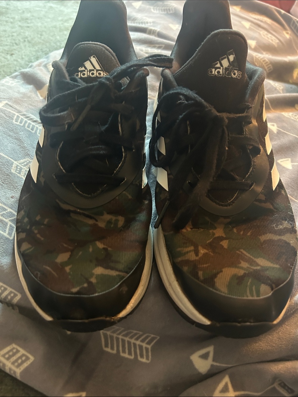 adidas Men's Athletic Shoes Black with Green Camo